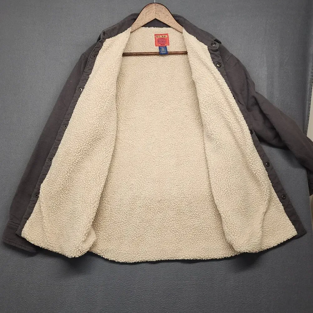 Vintage Big Mac Jacket Shacket Mens Medium Sherpa Lined Snap JC Penney Workwear